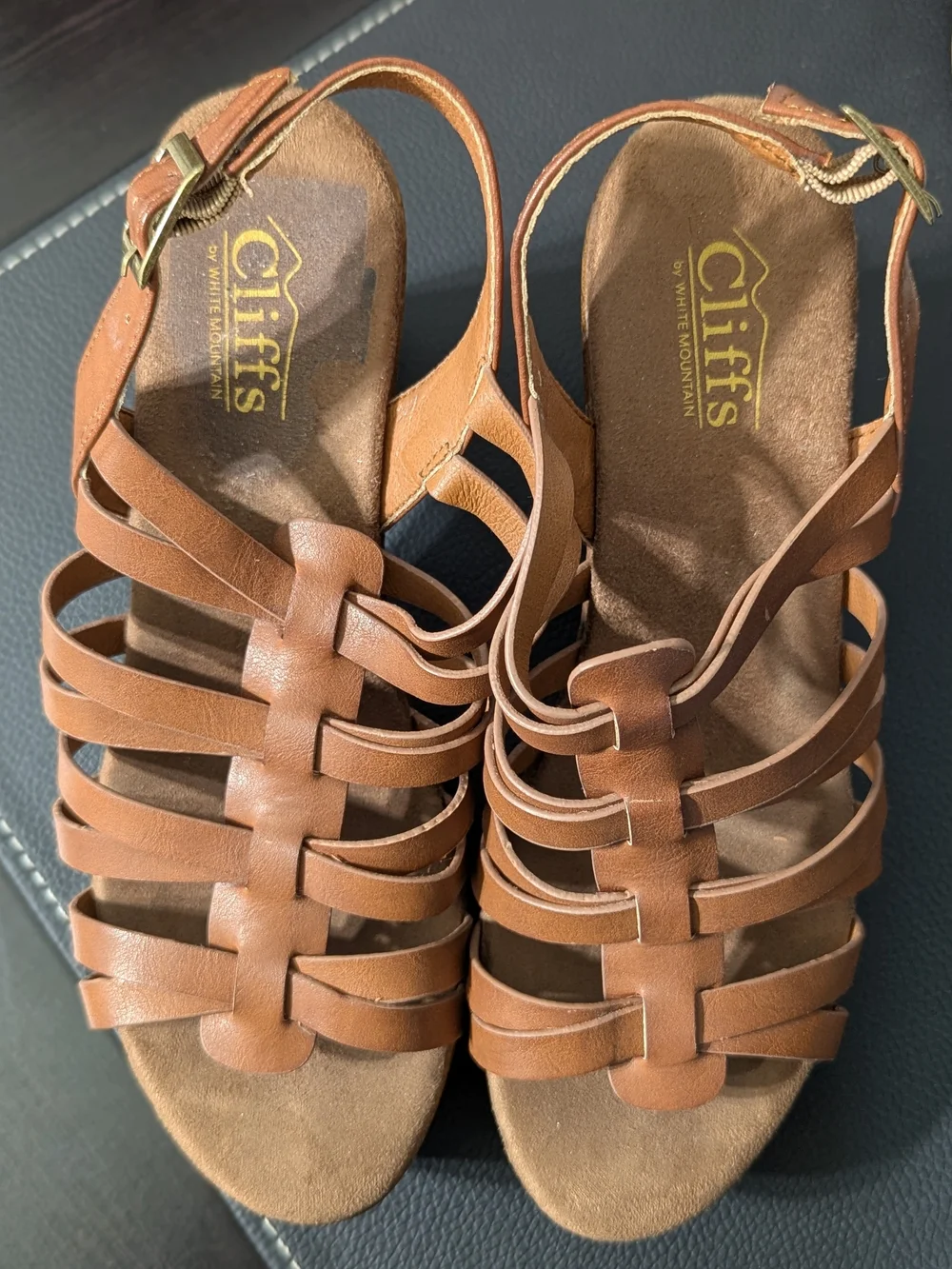 Cliffs by WHITE MOUNTAIN Tan Woven Strappy Platform Sandals